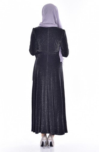 Simli Bağcıklı Elbise 60582-04 Siyah