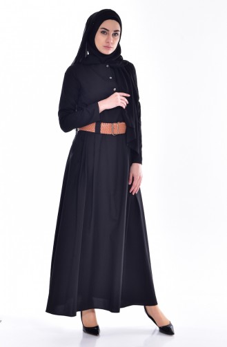 Kleid mit Gürtel 2913-10 Schwarz 2913-10