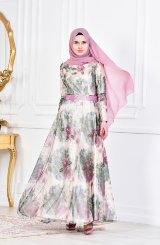 Mink Hijab Evening Dress 1613066-01