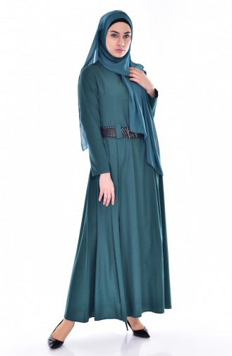 Emerald Green Hijab Dress 2913-03