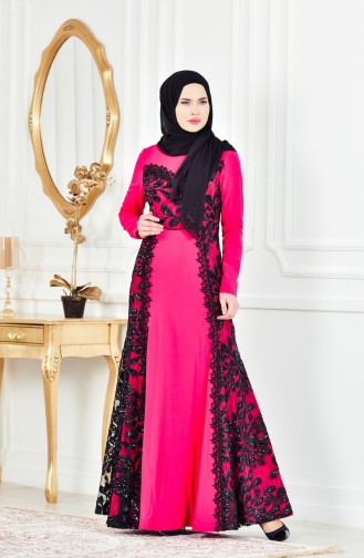 Robe de Soirée a Dentelle 1713166-01 Fushia 1713166-01