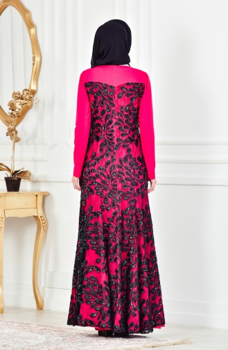 Fuchsia Hijab Evening Dress 1713166-01