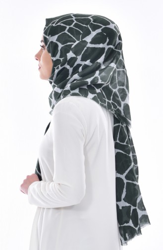 ارميني شال قطن بتصميم مُطبع077-024-15 لون أخضر كاكي 077-024-15