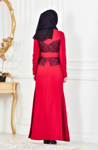 Robe de Soirée avec Collier 1713207-01 Rouge 1713207-01