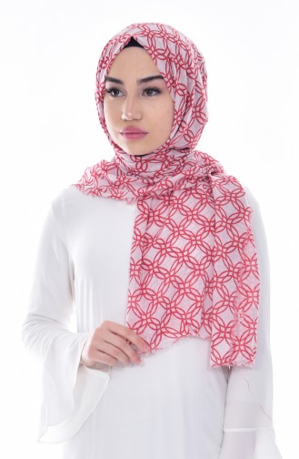 Armine Printed Cotton Shawl 077-023-03 Light Beige Coral 077-023-03