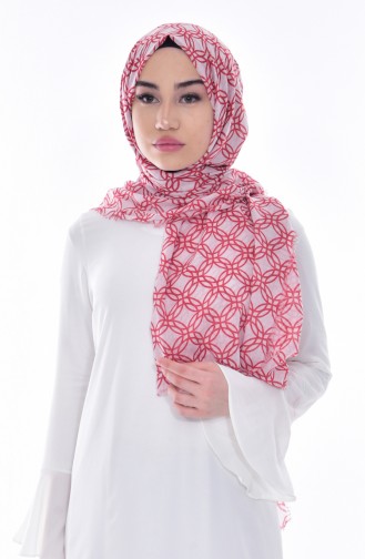 Armine Printed Cotton Shawl 077-023-03 Light Beige Coral 077-023-03