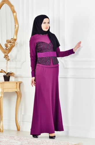 Purple Hijab Evening Dress 1713207-04