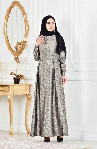 Robe de Soirée a Paillette 8085-02 Noir Gris 8085-02