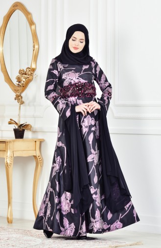 Purple Hijab Evening Dress 1713214-01