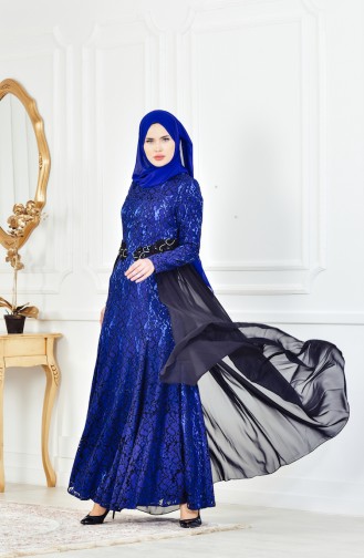 Abendkleid mit Spitzen aus Strassstein 1713205-02 Saks Schwarz 1713205-02