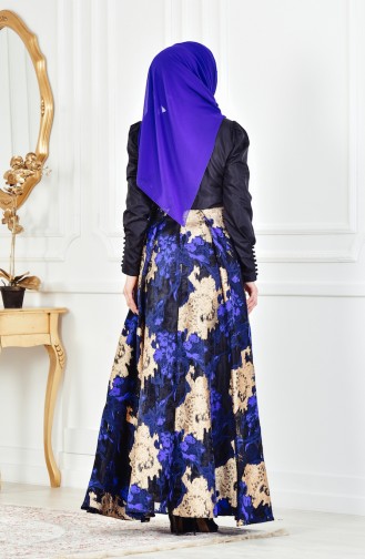 Robe de Soirée Lacé 1713255-02 Noir Bleu Roi 1713255-02