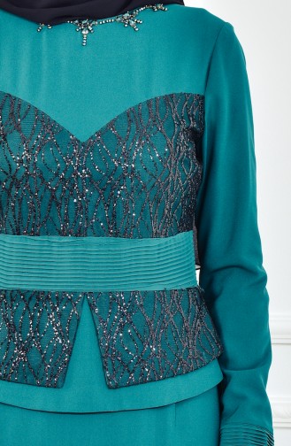 Emerald Green Hijab Evening Dress 1713207-02