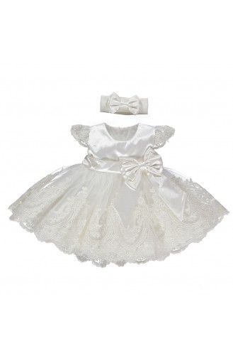 Bebetto Baby Satin Rüschenkleid K1902-EKR Ekru 1902-EKR