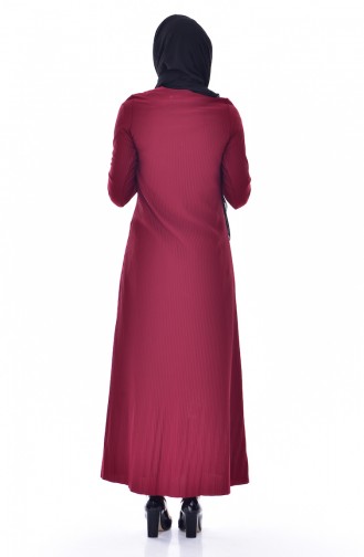 Gefaltetes Kleid mit Spitzen 4818-03 Weinrot 4818-03