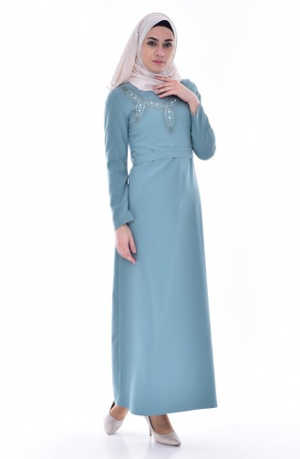 Green Almond Hijab Dress 5002-04