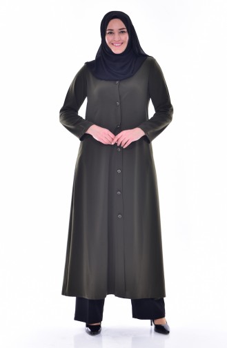 Übergröße Abaya mit Rundhalsausschnitt 12055-01 Khaki 12055-01