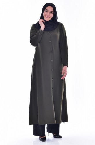 Abaya Col Officier Grande Taille 12055-01 Khaki 12055-01