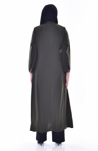 Abaya Col Officier Grande Taille 12055-01 Khaki 12055-01