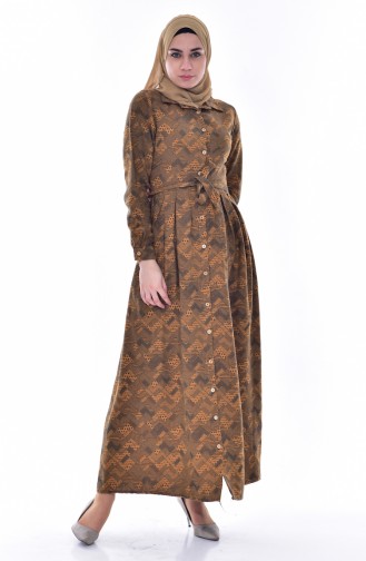 Mustard Hijab Dress 8802-01