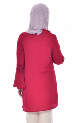 Dantelli Tunik 0736-03 Kırmızı