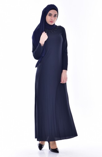 Gefaltetes Kleid mit Spitzen 4818-01 Dunkelblau 4818-01