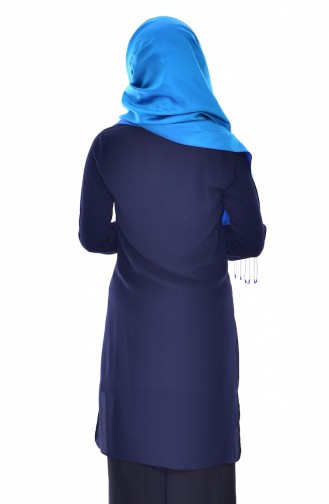 Nakışlı Asimetrik Tunik 0763-07 Lacivert 0763-07