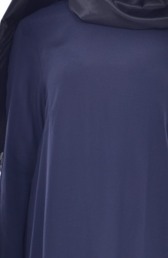 Asymmetric Tunic with Shawl 1387-02 Navy Blue 1387-02