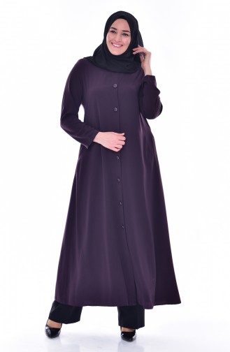 Übergröße Abaya mit Rundhalsausschnitt 12055-02 Lila 12055-02