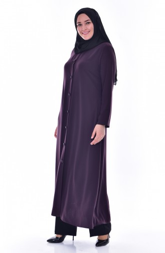 Large Size Judge Collar Abaya 12055-02 Purple 12055-02