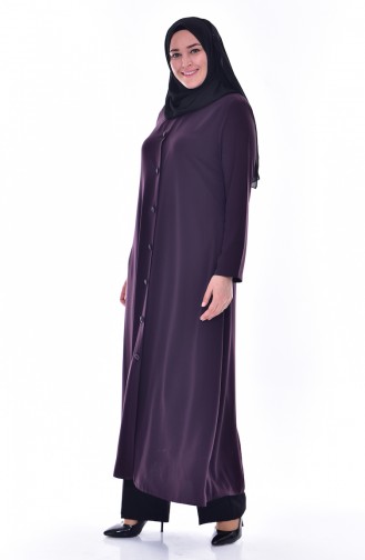 Abaya Col Officier Grande Taille 12055-02 Pourpre 12055-02