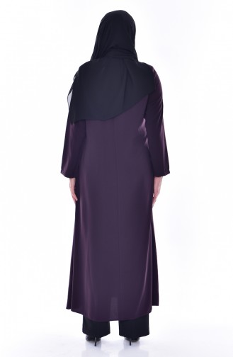 Abaya Col Officier Grande Taille 12055-02 Pourpre 12055-02