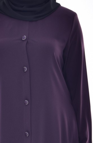 Abaya Col Officier Grande Taille 12055-02 Pourpre 12055-02