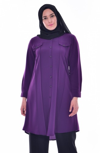 Düğmeli Tunik 1029-04 Mor