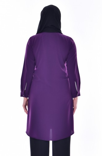 Düğmeli Tunik 1029-04 Mor