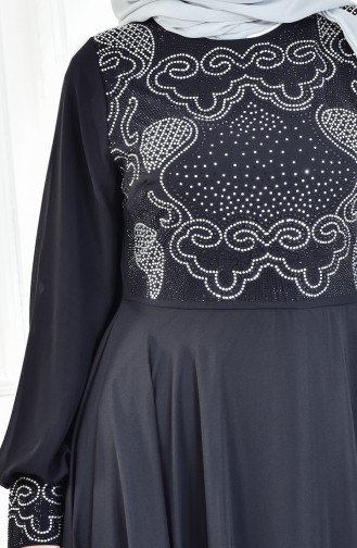 Robe de Soirée İmprimée de Pierre 8088-02 Noir 8088-02