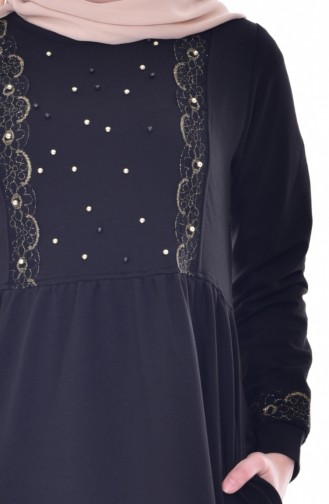 Kleid mit Perlen 1005-01 Schwarz 1005-01