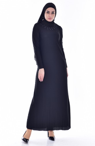 Gefaltetes Kleid mit Spitzen 4818-04 Schwarz 4818-04