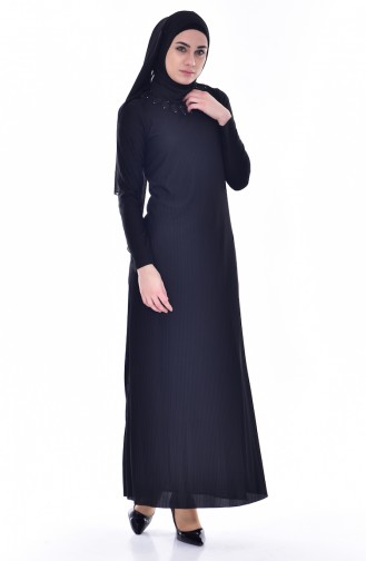 Gefaltetes Kleid mit Spitzen 4818-04 Schwarz 4818-04