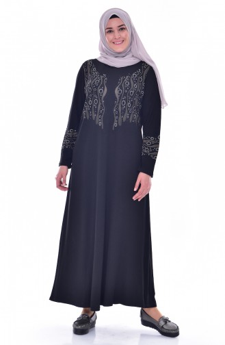 Black Hijab Dress 4824-03