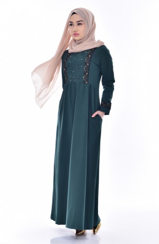 Kleid mit Perlen 1005-05 Grün 1005-05