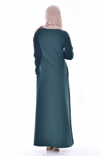 Grün Hijab Kleider 1005-05
