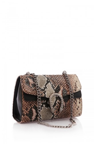 Women`s Shoulder Horseshoe Bag 131-001-Ec02W-04 Snakeskin Anaconda 131-001-EC02W-04