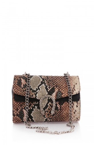 Women`s Shoulder Horseshoe Bag 131-001-Ec02W-04 Snakeskin Anaconda 131-001-EC02W-04