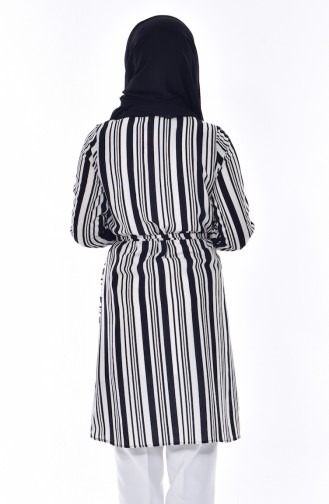 Striped Belted Tunic 4326-01 Black White 4326-01