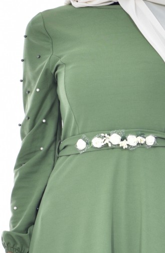 Robe Bordée de Perles 7797-01 Vert Pistache 7797-01