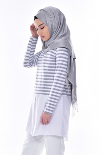 Striped Tunic 0716-02 Gray 0716-02