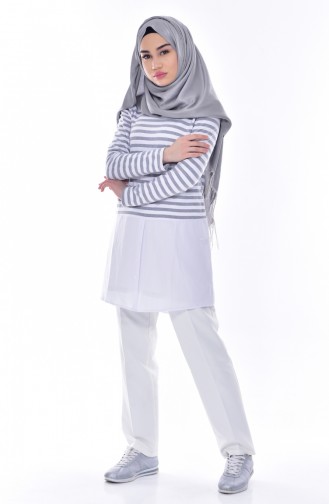 Striped Tunic 0716-02 Gray 0716-02