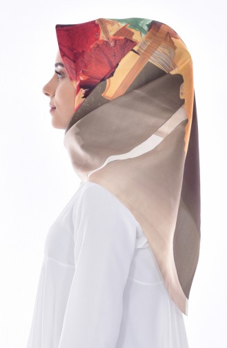 Digital Printed Taffeta Scarf 95114-05 Khaki 05