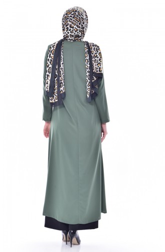 Perlen Abaya mit Reißverschluss 4012-02 Khaki 4012-02