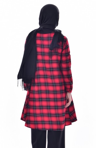 Scarf Plaid Tunic 3699-01 Red 3699-01